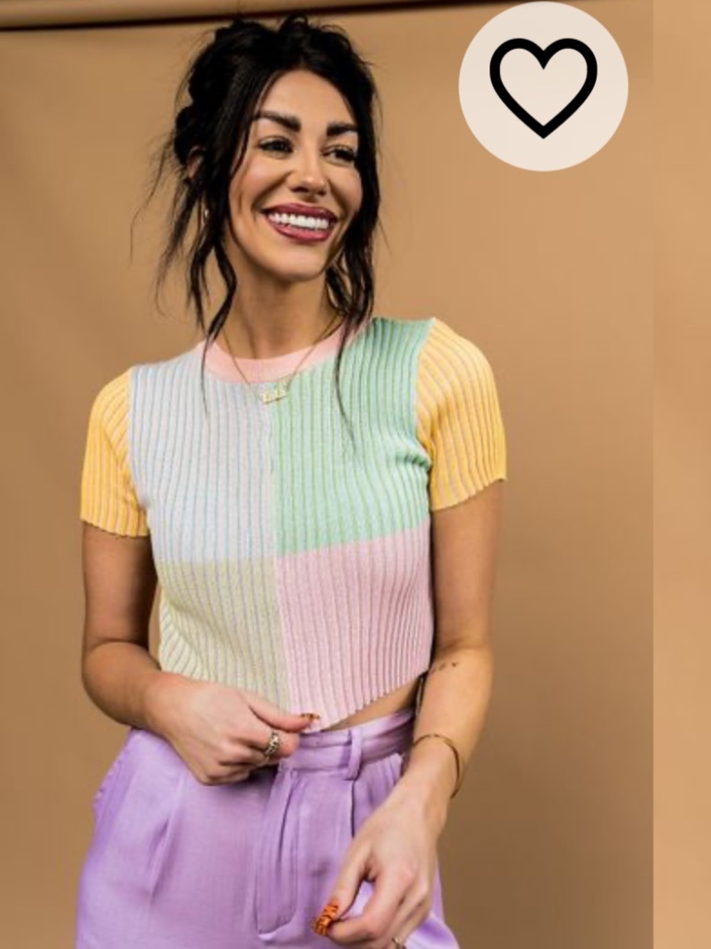 DIL Pastel Colorblock Ribbed Knit Top - Multicolor